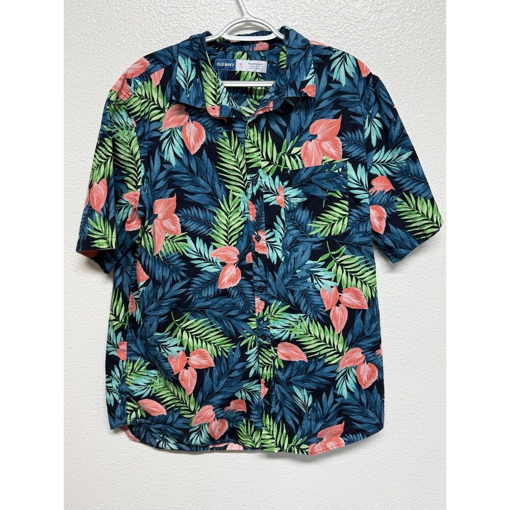 Old Navy Hawaiian men’s XL Tall short sleeve shirt Blue green EUC